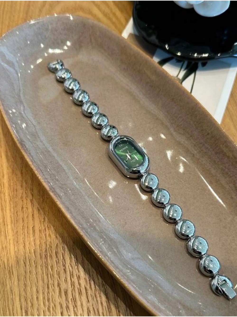 Green Dial Silver Bracelet Watch - RENOS? - Picture 2 of 2